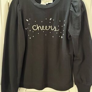 NWT LOFT Black Embellished Cheers Top